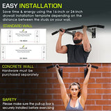 ProsourceFit Wall-Mounted Pull-Up / Chin-Up Bar, Heavy Duty 300 lb. Capacity, Black