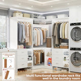 Aheaplus Closet System with 6 Drawers, 4 Hanging Rods & Corner Tower