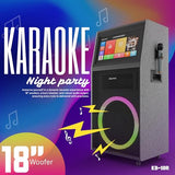 Dolphin KB-18R All-in-One Karaoke Sound System – 18.5” Touchscreen, 18” Woofer, Bluetooth, Android 12, UHF Mic, Rechargeable Battery
