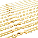 Nuragold 10K Real Yellow Gold Cuban Curb Solid Italian Link Chain Necklace