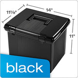 Pendaflex Portable File Box with File Rails, Simple Document Storage, File Bin for Home and Office, Hinged Lid with Double Latch Closure, Black