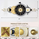 AXAORIRA 47x19 Inches Large Modern Decorative Wall Clock, Abstract Non-Ticking Battery Operated Analog Clocks for Living Room, Bedroom, Home & Office - Easy to Read