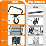 330 lbs Capacity Foldable Grocery Cart with Waterproof Liner & 360° Swivel Front Wheels