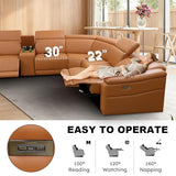 Power Recliner Sectional Sofa for Living Room, Power Leather Corner Sectional Couch with Dual Recliners