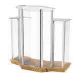 FixtureDisplays® Podium, Wood Base w/Clear Ghost Acrylic, Lectern, Pulpit, 3 Tier Construction