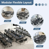 47.2in Folding Conference Table, Modular Meeting Table with Wheels 2Pack