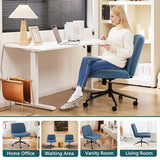 OLIXIS Criss Cross Chair with Wheels Wide Cross Legged Office Desk Vanity Chair, Blue