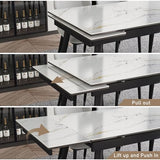 Extendable Dining Table for 4-8, 55"- 78" Rectangular Sintered Stone Dining Room Table
