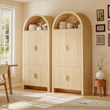 OFIKA 71" Arched Kitchen Pantry Cabinet, Fluted Wood Storage with 3 Adjustable Shelves & 6 Door Shelves