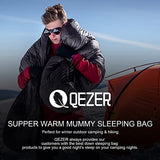 QEZER 0 Degree Sleeping Bag for Adults 650 Fill Power Down Sleeping Bag for Cold Weather -11°F-18°F Large Lightweight Sleeping Bag