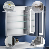 ExBrite LED Lighted Bathroom Medicine Cabinet with Mirror, 24 x 30 Inch, Recessed or Surface Mount, Anti-Fog