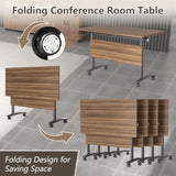 47.2in Folding Conference Table, Modular Meeting Table with Wheels