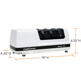Chef'sChoice Professional Electric Knife Sharpeners With 100-Percent Diamond Abrasives And Precision Angle Guides For 20-Degree Straight-Edge and Serrated Knives, 3-Stage, White