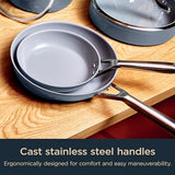 Ceramic Pro 10-Piece Cookware Set, Non-Stick Pots & Pans Set with Glass Lids, Ceramic Coated, Stainless Steel Handles | Blue Ninja