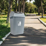 5 Packs 15.3 Gallon Heavy-Duty Plastic Outdoor Trash Can with Push Lid Weather-Resistant Garbage Bin