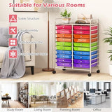 Rolling Cart with 20 Drawers, 20 Tiers Multicolor Trolley, Drawer Bin Carts with 2 Lockable Wheels