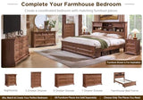 Farmhouse King Size Bed Frame with 54" Tall Headboard, Charging Station | eadboard with 4 Storage Rack, 2 Drawers