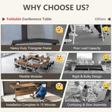 47.2in Folding Conference Table, Modular Meeting Table with Wheels