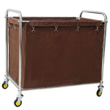 Brown Linen Rolling Laundry Sorter Cart with Wheels - Portable Trolley for Easy Laundry nization & Housekeeping
