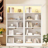 Tall Bookcase with Light Strip, 5-Tier Bookcase with Adjustable Shelves, Storage Organizer