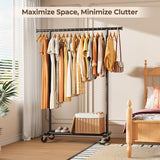 HYSEYY Clothes Rack, Clothing Rack for Hanging Clothes, Rolling Garment Rack Sturdy Coat Rack Portable Wardrobe Rack Metal Closet Rack, Black