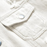 Hixiaohe Spring Summer Jean Jacket for Women Trendy Half Sleeve Button Down Short Denim Jacket Retro Cropped Trucker Coat