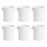 Getzi 6 Pack 20 Gallon White Round Commercial Trash Can, Heavy-Duty