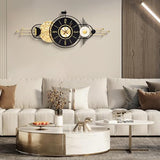 AXAORIRA 47x19 Inches Large Modern Decorative Wall Clock, Abstract Non-Ticking Battery Operated Analog Clocks for Living Room, Bedroom, Home & Office - Easy to Read