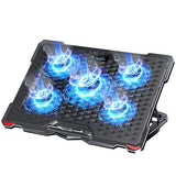 Laptop Cooling Pad 5 Fans Up to 17.3 Inch Heavy Notebook Cooler, Blue LED Lights, 2 USB Ports
