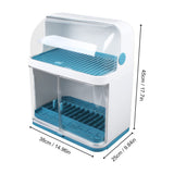 Tiardocge Dish Drying Rack, 2-Layer Kitchen Dish Rack, ish Drying Drainer with Cover, Double Drain Shelf, Dish Strainer Shelf for Dish, Knifes, Cup, Cutting Board