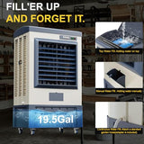 Landeagle 49″ Swamp Cooler Air Conditioner, 6500CFM Portable Evaporative Coolers with 19 Gal Tank,120°Oscillation, Outdoor Cooling Fan with Continuous Auto Fill for Patio Garage Industry Commercial