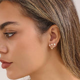 YOIHUR Glod Triple Illusion Claw Stud Earrings for Women, Multiple Huggie Hoop Earrings for One Hole, Rose Gold Earrings for Women Trendy Simple Hypoallergenic Jewellery Festival's Gifts