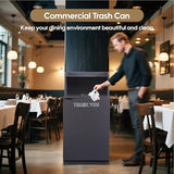 Trash Can Cabinet, Commercial Trash Cans 32 Gallon Wooden Trash Can and Garbage Receptacle with Tray Holder, Door