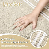Bathroom Rugs Non Slip Washable 24x17, Ultra Soft Super Absorbent Bath Rugs for Bathroom Floor, Shaggy Chenille Bath Rug, Microfiber Plush Quick Dry Bath Mat for Bathtub, Sink and Shower, Beige