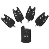 Fish Bite Alarm, 4 Pcs Electronic Fishing Bite Alarm & 1 Pcs Receiver Indicator Sound & LED Light Indicator Keenso