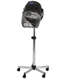 Pibbs 514 Kwik Dri 1100W Professional Salon Hair Dryer with Timer, Temp Control, Adjustable Height & Head, Rolling Caster Base, Flip-Top Visor, CE Certified, Made in Italy, Black, PIB-514