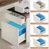 78.7 Inch Large L Shaped Desk with Drawers, White & Walnut, 2 Pack