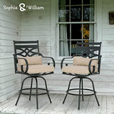 Sophia & William Patio Bar Stools Outdoor Swivel Bar Chairs Set of 6 High Dining Chairs with Seat Cushion, Beige