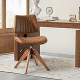 HULALA HOME Faux Leather Home Office Chair with Solid Wood Legs
