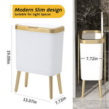 Procade 2Pack White and Gold Trash Can with Lid,4 Gallon Bathroom Trash Bin