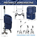 Ultra-Lightweight Stair Climber Cart for Groceries & Laundry, Durable 6-Wheel Folding Shopping Cart