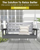 GREENVINES Porch Swing | 51’’ | HDPE Plastic | for Outdoor Patio | All Weather | Waterproof Bench Swings | w/ 4 Stainless Steel Chains | Grey