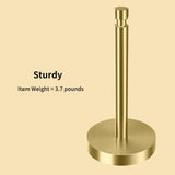 YUMORE Paper Towel Holder Countertop, Paper Towel Holder with Weighted Base Non Slip, Standing Paper Towel Roll Holder for Kitchen Bathroom, Stainles Steel (Gold)