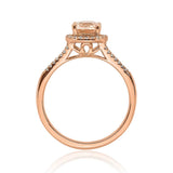 Oseew Natural Morganite Engagement Ring 10k gold Morganite Engagement Ring gold morganite engagement ring Ovel Gemstones Rose gold morganite ring halo Free Engraving