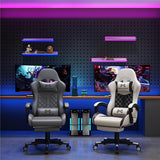 Gamtimer Gaming Chair, 400 lbs Adult Chair, High Back Computer Chair with Footrest and Linked Armrests, (Grey)