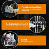 Rolling Cleaning Cart with Mop & Broom Organizer ， Convenient Storage Cart for Janitorial Supplies, Tools, and Cleaning Equipment