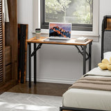 TEMI Small Computer Desk Folding Table - 35.8" Foldable Office Desk, No Assembly, Perfect for Small Spaces in Bedroom, Brown