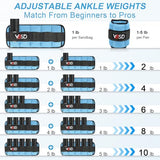 VBSD Adjustable Ankle Weights for Men Women, 10lb 1 Pair Leg Weight Straps, Weighted Ankle Weights Set, 1-5 lbs Each Ankle, 1 Pair 2-10 lbs, Blue