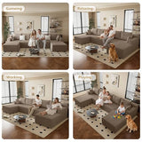 160" Cloud Sectional Boneless Couch U Shaped with Double Chaise, Comfy Corduroy Modular Sectional Couches for Living Room