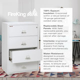 FireKing Fireproof Lateral File Cabinet (4 Drawers, Impact Resistant, Water Resistant), 38" W x 22" D, Arctic White, Made in USA